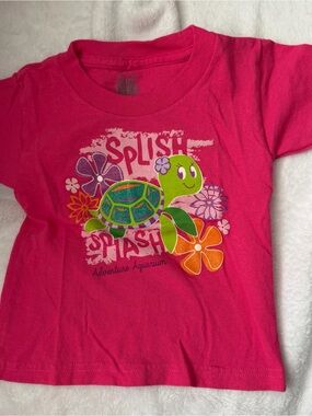 Kids Pink Turtle Graphic Tee - Adventure Aquarium